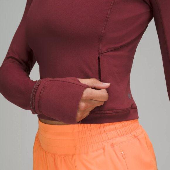lululemon It's Rulu Run Cropped Half Zip in mulled wine NWOT - Picture 4 of 5